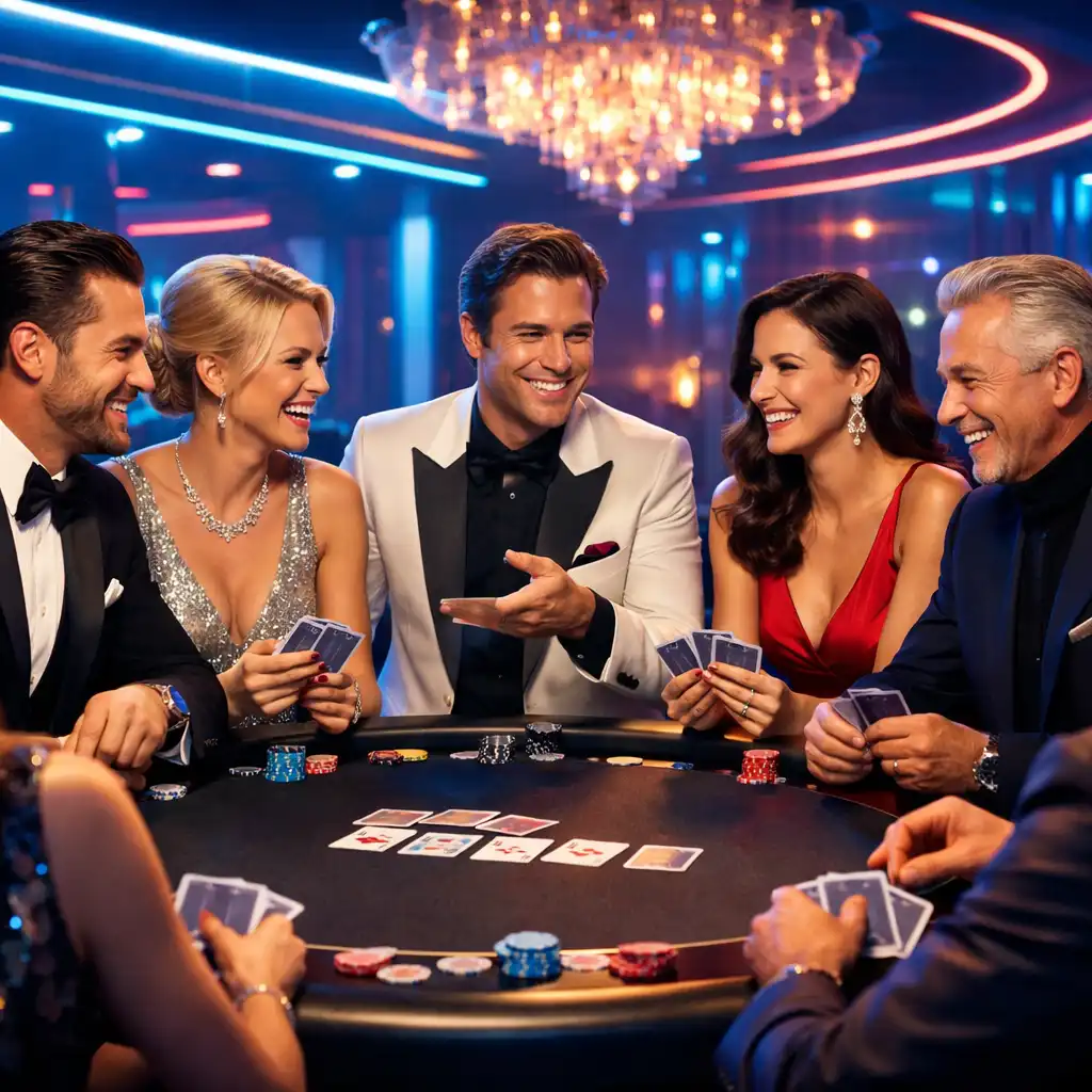 Groupe autour d’une table de poker immersive
